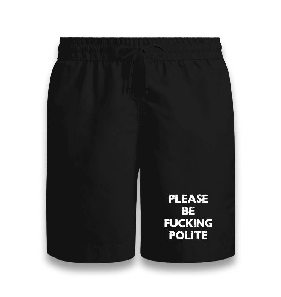 Please Be Polite Black Shorts - Premium  from W.E.N.S. WIND - Just 7990! Shop now at W.E.N.S. WIND