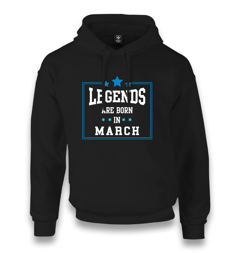 Legends Born in March Unisex Black Hoodie - Premium  from W.E.N.S. WIND - Just 11990! Shop now at W.E.N.S. WIND