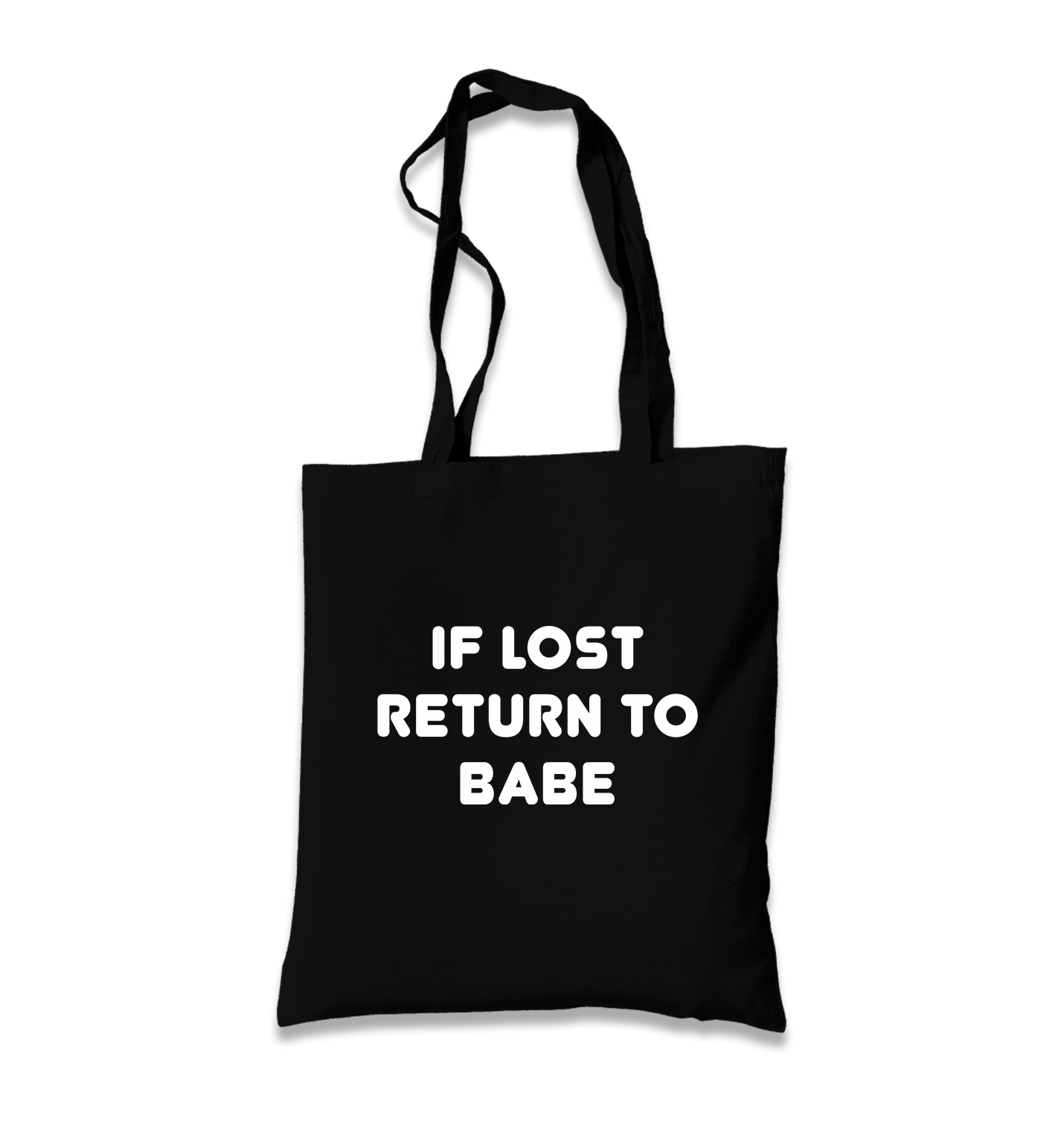 If Lost Return to Babe Black Canvas Totebag - Premium  from W.E.N.S. WIND - Just 4990! Shop now at W.E.N.S. WIND