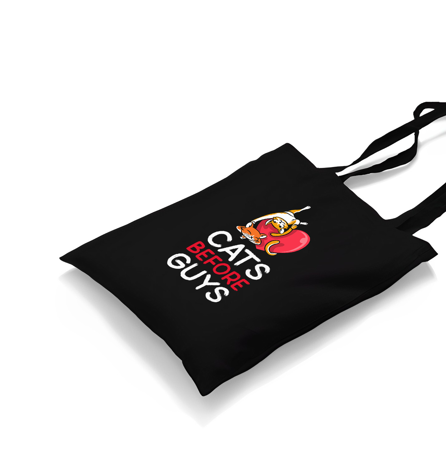 Cats Before Guys Black Canvas Totebag - Premium  from W.E.N.S. WIND - Just 4990! Shop now at W.E.N.S. WIND