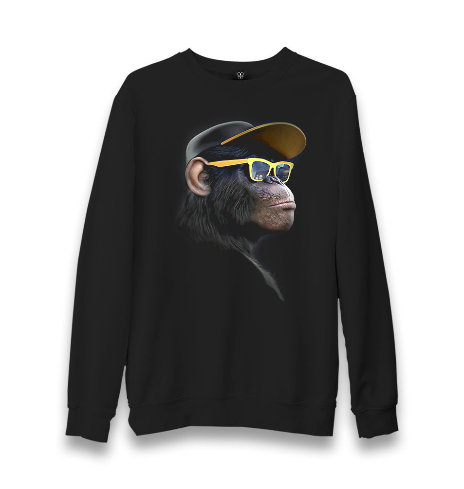 Gorilla with Glasses Unisex Black Sweatshirt - Premium  from W.E.N.S. WIND - Just 10990! Shop now at W.E.N.S. WIND