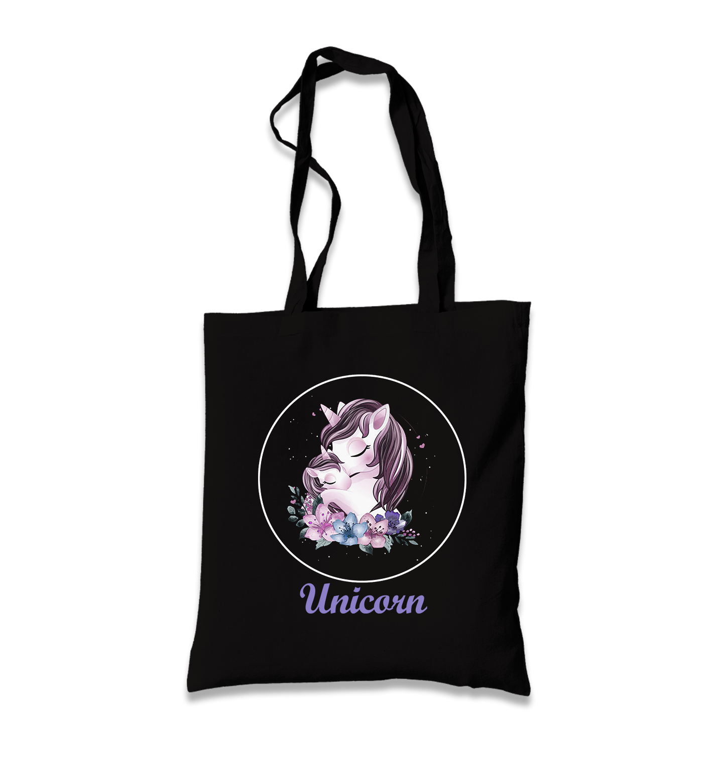 Unicorn Flower Black Canvas Totebag - Premium  from W.E.N.S. WIND - Just 4990! Shop now at W.E.N.S. WIND