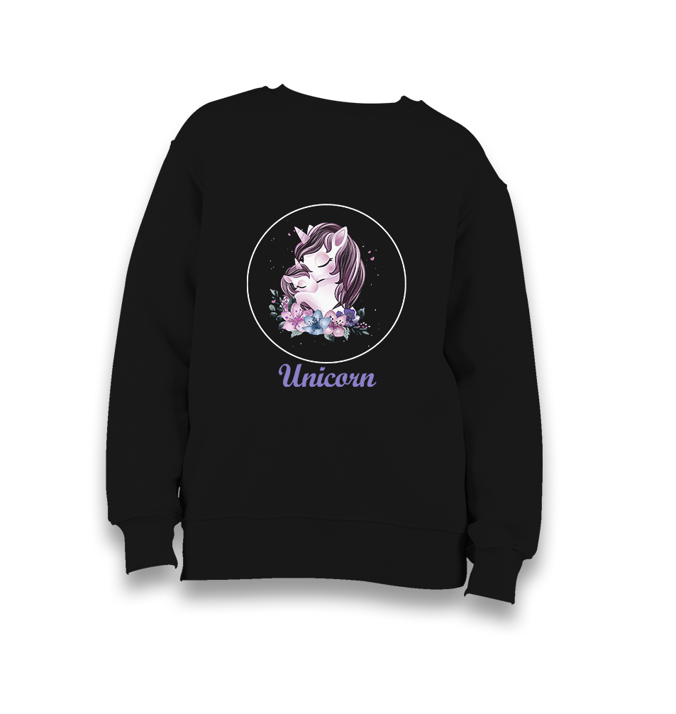 Unicorn Flower Kid's Black Sweatshirt - Premium  from W.E.N.S. WIND - Just 7990! Shop now at W.E.N.S. WIND