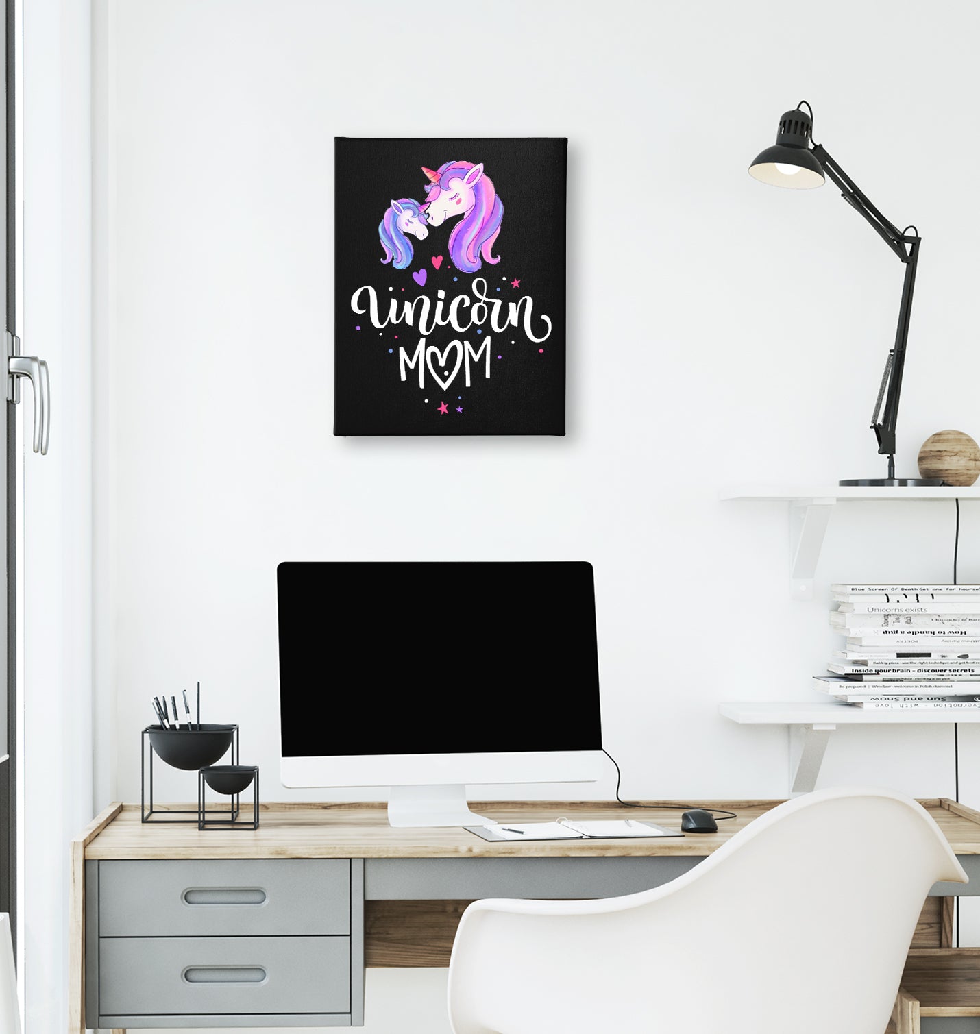 Unicorn Mom Black Canvas Wall Art 35x40cm - Premium  from W.E.N.S. WIND - Just 7990! Shop now at W.E.N.S. WIND