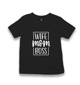 Wife, Mom, Boss Kid's Black T-shirt - Premium  from W.E.N.S. WIND - Just 5990! Shop now at W.E.N.S. WIND