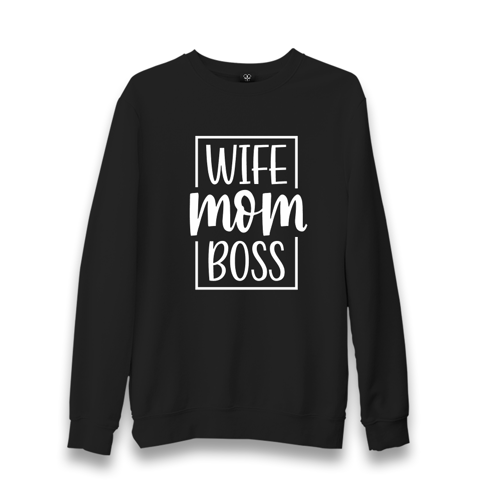 Wife, Mom, Boss Unisex Black Sweatshirt - Premium  from W.E.N.S. WIND - Just 10990! Shop now at W.E.N.S. WIND