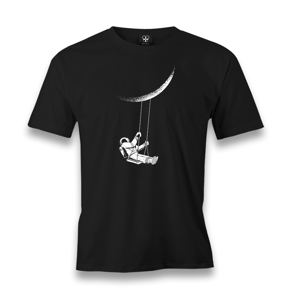 Astronaut Swing on the Moon Men's Black Tshirt - Premium  from W.E.N.S. WIND - Just 6490! Shop now at W.E.N.S. WIND