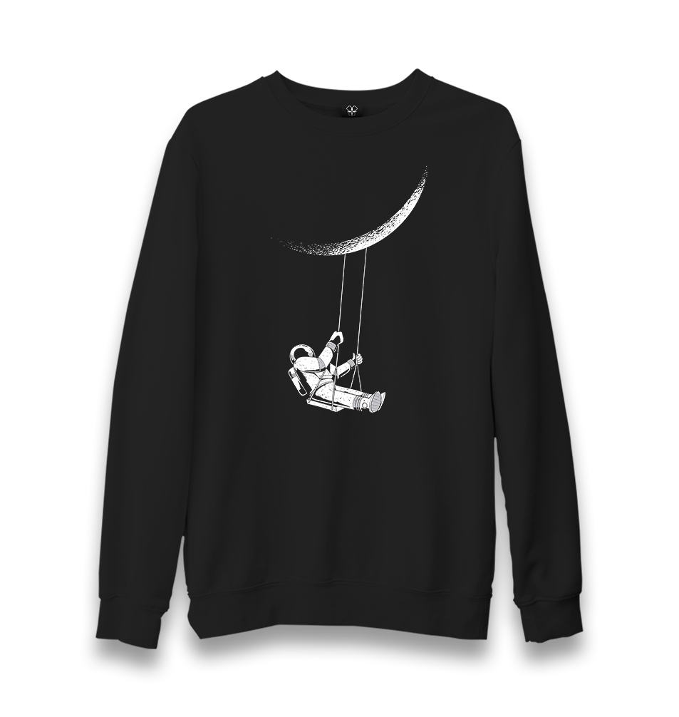 Astronaut Swing on the Moon Unisex Black Sweatshirt - Premium  from W.E.N.S. WIND - Just 10990! Shop now at W.E.N.S. WIND