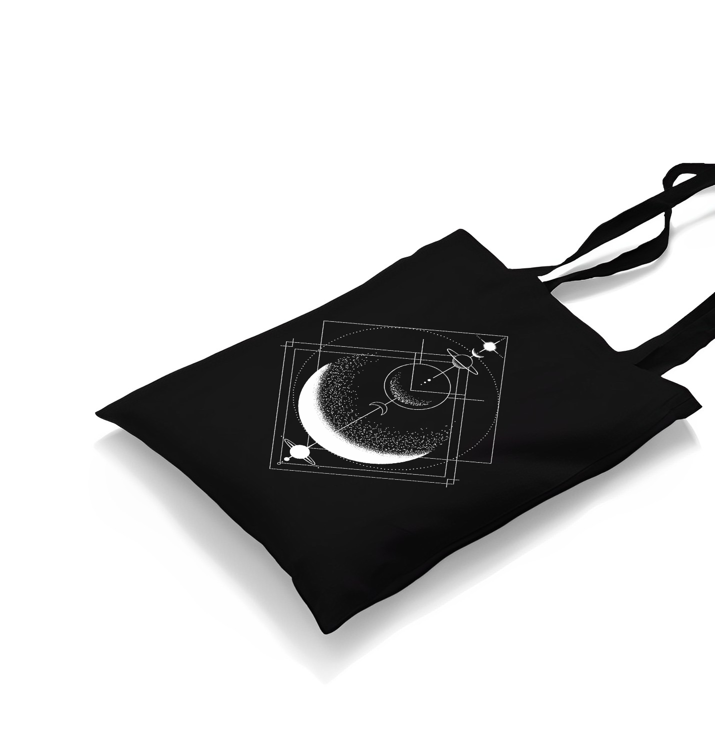 Moon Triangle Black Canvas Totebag - Premium  from W.E.N.S. WIND - Just 4990! Shop now at W.E.N.S. WIND