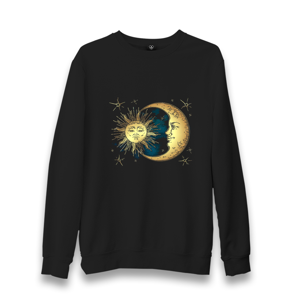 Sun and Moon Unisex Black Sweatshirt - Premium  from W.E.N.S. WIND - Just 10990! Shop now at W.E.N.S. WIND