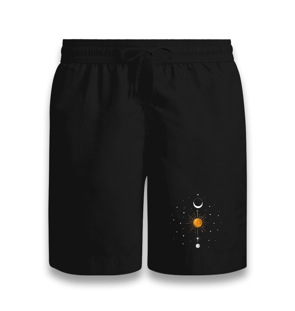 Sun, Moon and Stars Black Shorts - Premium  from W.E.N.S. WIND - Just 7990! Shop now at W.E.N.S. WIND