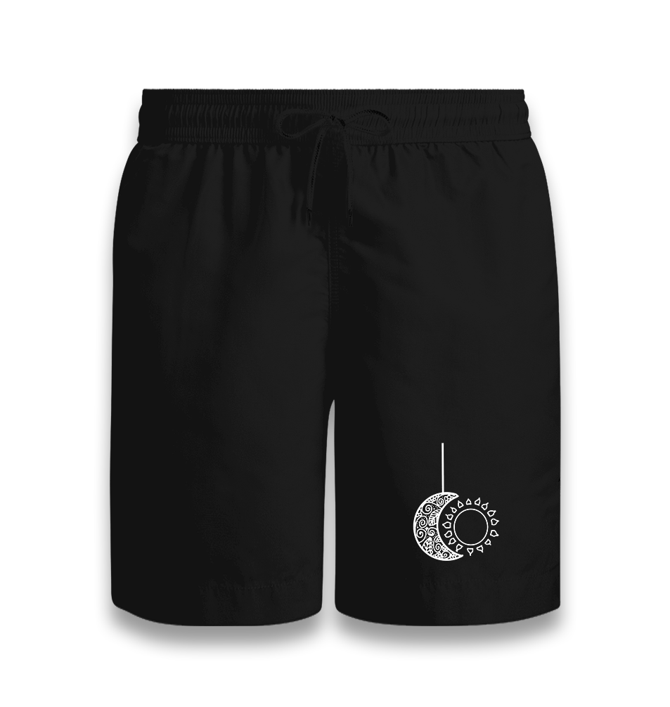 Mandala-Moon and Sun Black Shorts - Premium  from W.E.N.S. WIND - Just 7990! Shop now at W.E.N.S. WIND