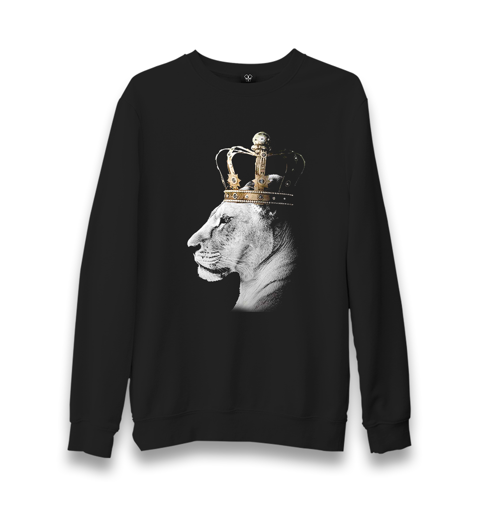 Lion-Queen Crown Unisex Black Sweatshirt - Premium  from W.E.N.S. WIND - Just 10990! Shop now at W.E.N.S. WIND