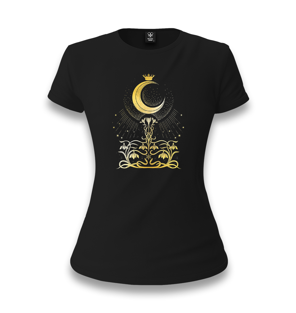 Queen Moon Women's Black T-shirt - Premium  from W.E.N.S. WIND - Just 6490! Shop now at W.E.N.S. WIND