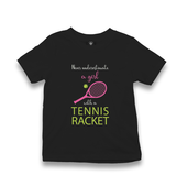 Tennis - Girls Pink Racket Kid's Black T-shirt - Premium  from W.E.N.S. WIND - Just 5990! Shop now at W.E.N.S. WIND