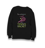 Tennis - Girls Pink Racket Kid's Black Sweatshirt - Premium  from W.E.N.S. WIND - Just 7990! Shop now at W.E.N.S. WIND