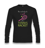 Tennis - Girls Pink Racket Unisex Black Longsleeve - Premium  from W.E.N.S. WIND - Just 7990! Shop now at W.E.N.S. WIND