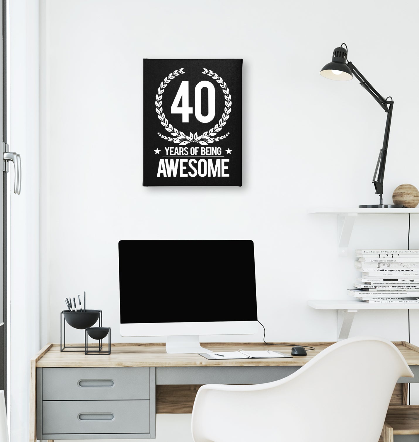 Awesome 40 Years Black Canvas Wall Art 35x40cm - Premium  from W.E.N.S. WIND - Just 7990! Shop now at W.E.N.S. WIND