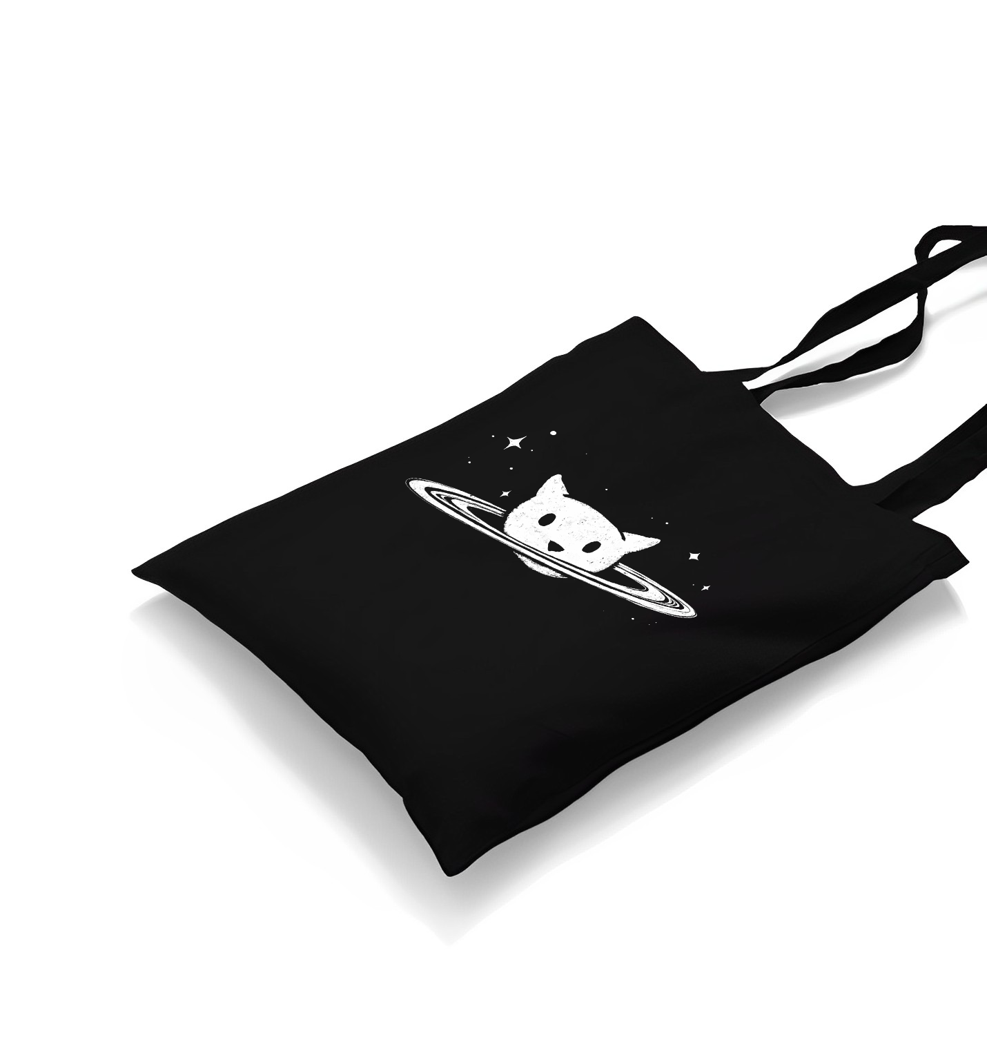 Saturn - Cat Black Canvas Totebag - Premium  from W.E.N.S. WIND - Just 4990! Shop now at W.E.N.S. WIND