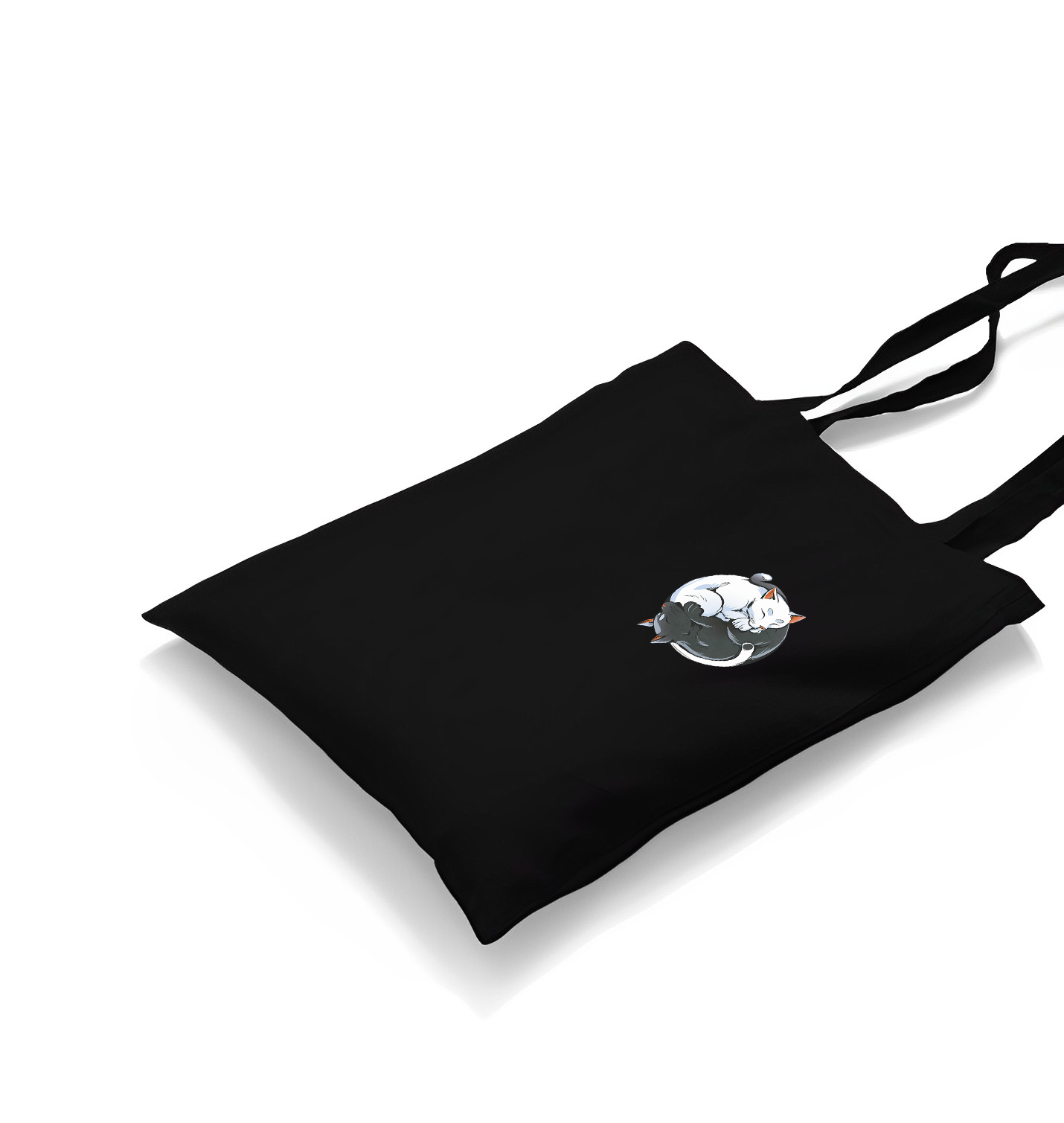 Yin Yang Cats Logo Black Canvas Totebag - Premium  from W.E.N.S. WIND - Just 4990! Shop now at W.E.N.S. WIND