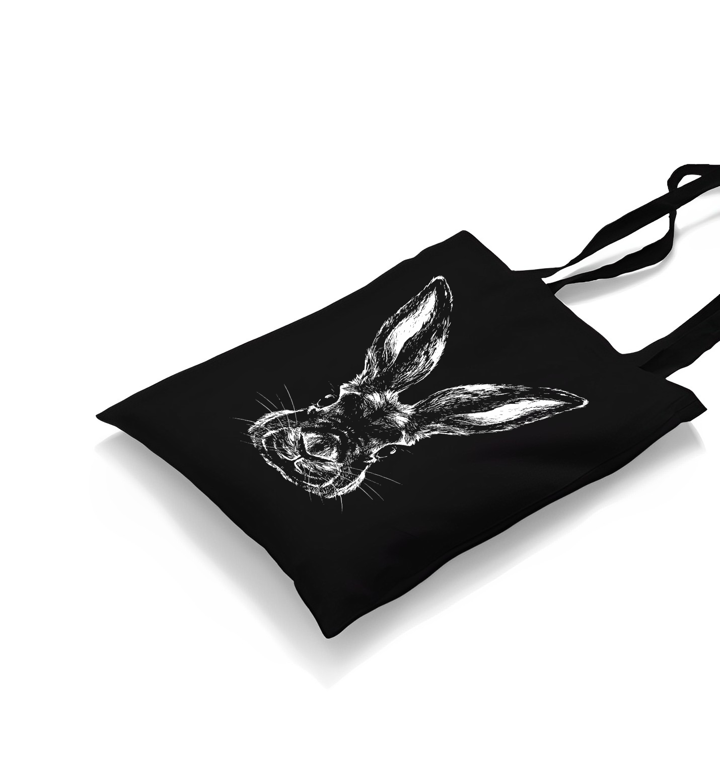 Realistic Rabbit Black Canvas Totebag - Premium  from W.E.N.S. WIND - Just 4990! Shop now at W.E.N.S. WIND