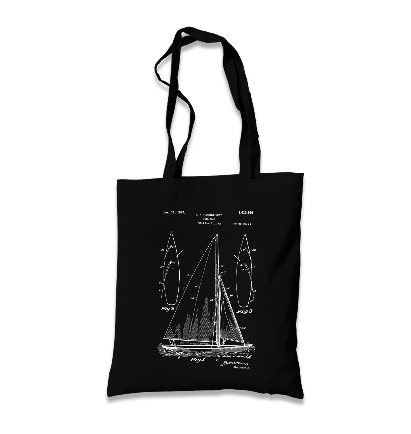 Yacht Club - Sail Boat Black Canvas Totebag - Premium  from W.E.N.S. WIND - Just 4990! Shop now at W.E.N.S. WIND