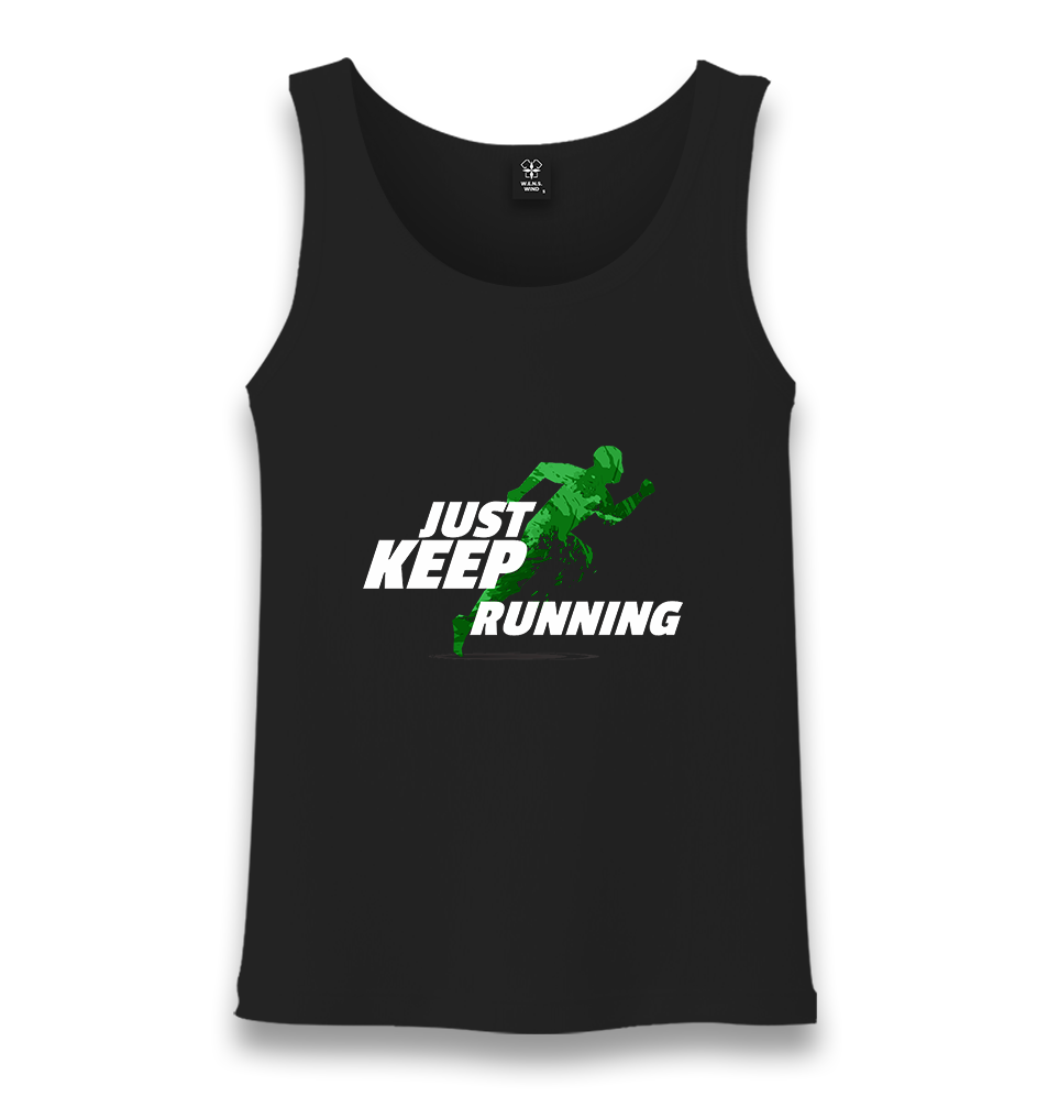 Just Keep Running Unisex Black Tank Top - Premium  from W.E.N.S. WIND - Just 6490! Shop now at W.E.N.S. WIND