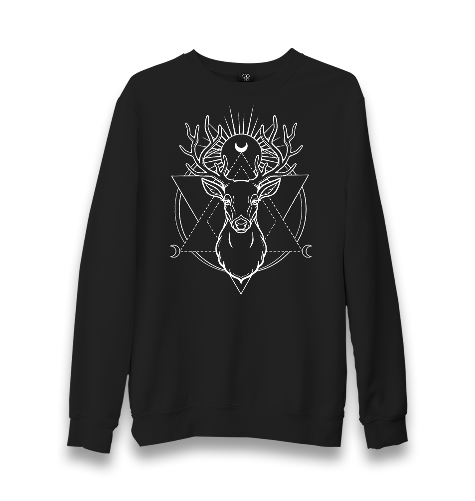Deer Moon in a Triangle Unisex Black Sweatshirt - Premium  from W.E.N.S. WIND - Just 10990! Shop now at W.E.N.S. WIND