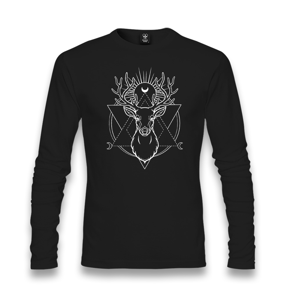 Deer Moon in a Triangle Unisex Black Longsleeve - Premium  from W.E.N.S. WIND - Just 7990! Shop now at W.E.N.S. WIND