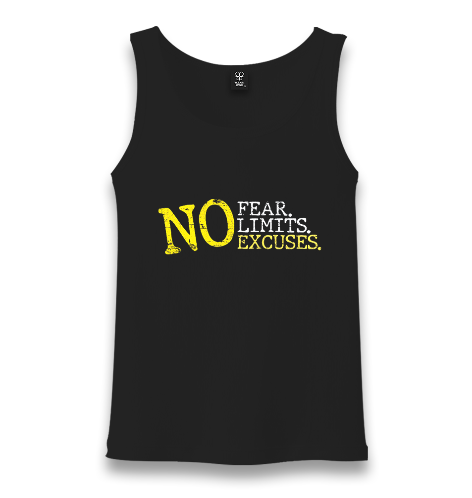 No Fear No Limits No Excuses Unisex Black Tank Top - Premium  from W.E.N.S. WIND - Just 6490! Shop now at W.E.N.S. WIND