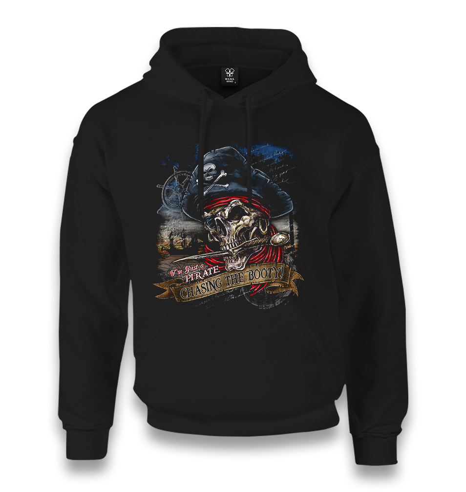 Chasing The Booty! - Pirate Skull Unisex Black Hoodie - Premium  from W.E.N.S. WIND - Just 11990! Shop now at W.E.N.S. WIND