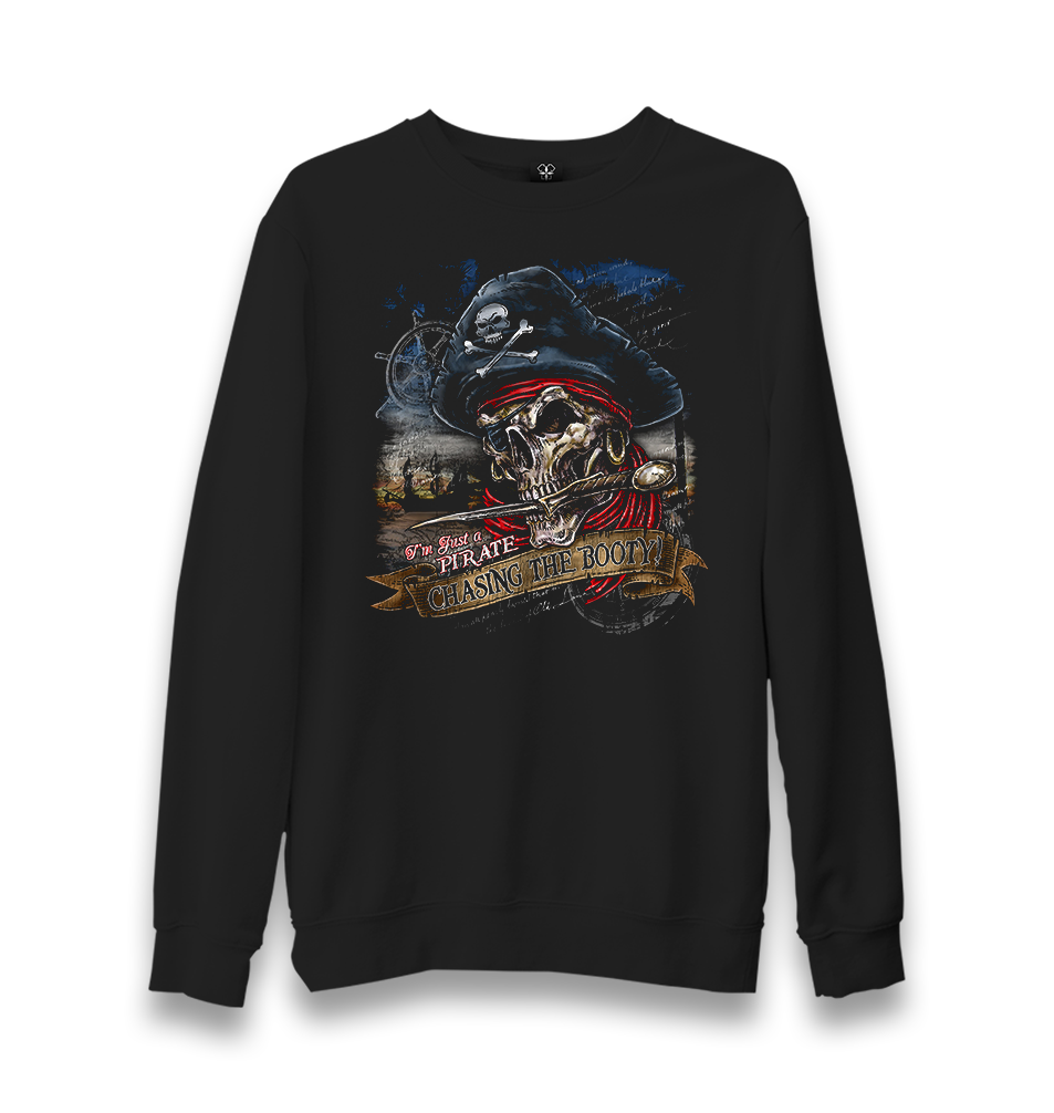 Chasing The Booty! - Pirate Skull Unisex Black Sweatshirt - Premium  from W.E.N.S. WIND - Just 10990! Shop now at W.E.N.S. WIND