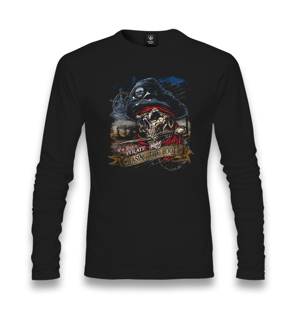 Chasing The Booty! - Pirate Skull Unisex Black Longsleeve - Premium  from W.E.N.S. WIND - Just 7990! Shop now at W.E.N.S. WIND