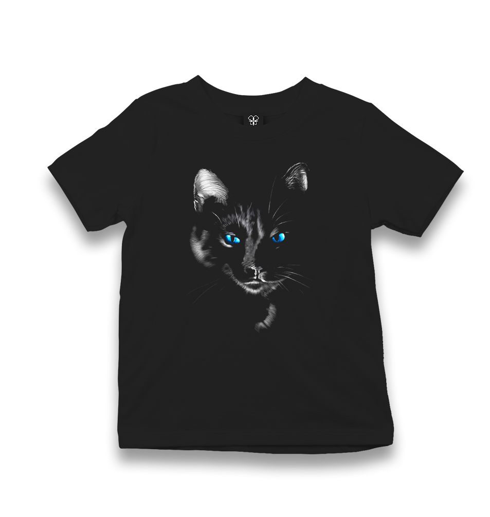 Cat in Blue Kid's Black T-shirt - Premium  from W.E.N.S. WIND - Just 5990! Shop now at W.E.N.S. WIND