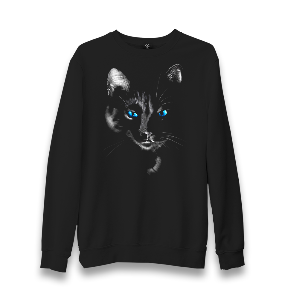 Cat in Blue Unisex Black Sweatshirt - Premium  from W.E.N.S. WIND - Just 10990! Shop now at W.E.N.S. WIND