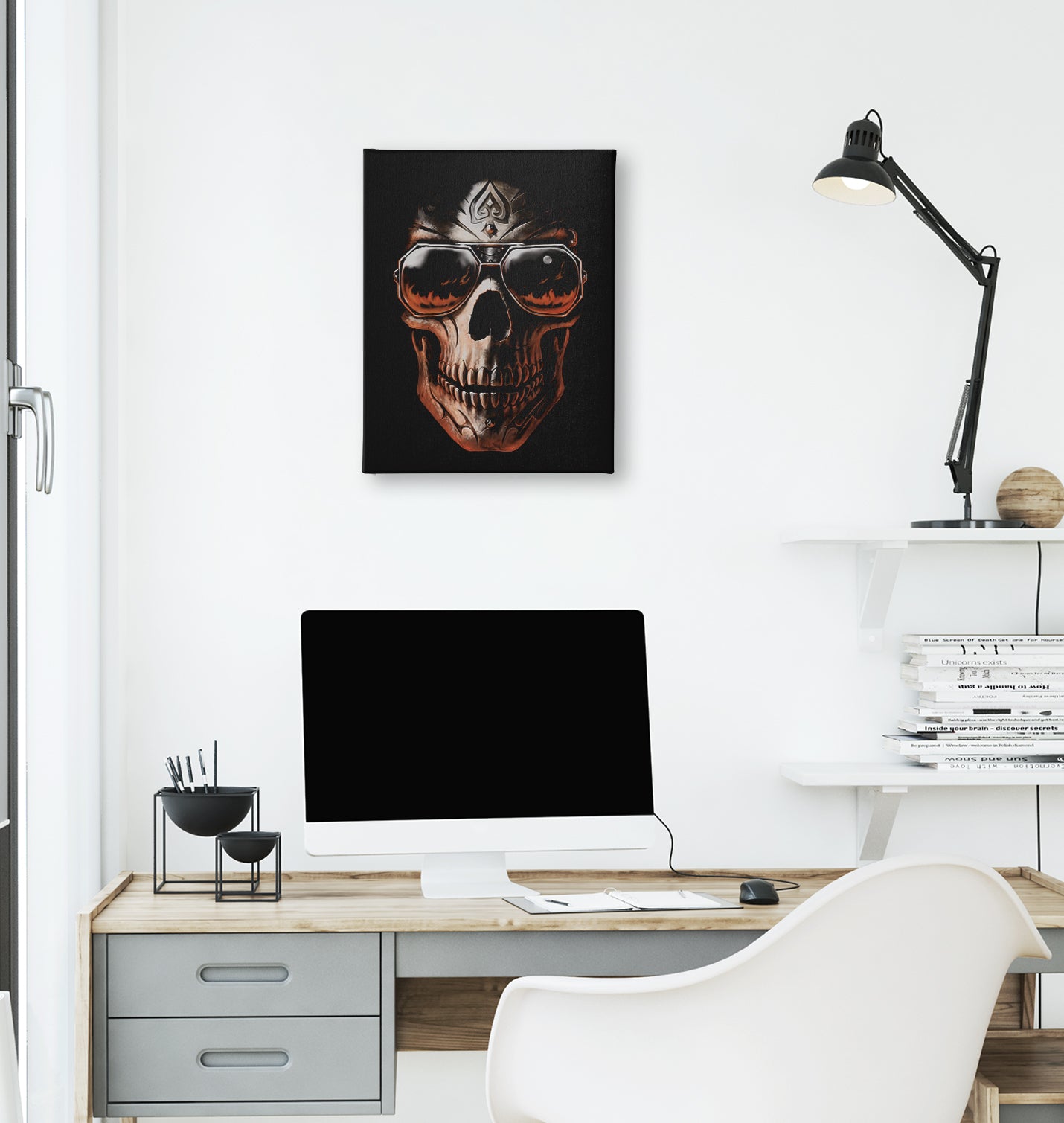 Skull - Fiery Look of Death Black Canvas Wall Art 35x40cm - Premium  from W.E.N.S. WIND - Just 7990! Shop now at W.E.N.S. WIND