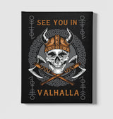 Viking Skull See You in Valhalla Black Canvas Wall Art 35x40cm - Premium  from W.E.N.S. WIND - Just 7990! Shop now at W.E.N.S. WIND