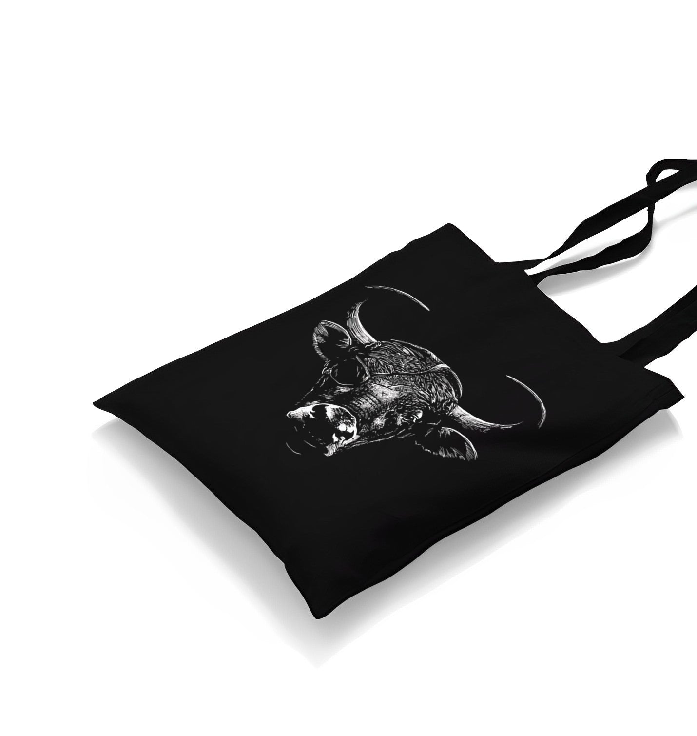 Bull with an Eye Patch Canvas Totebag - Premium  from Wenswind - Just 4990! Shop now at W.E.N.S. WIND