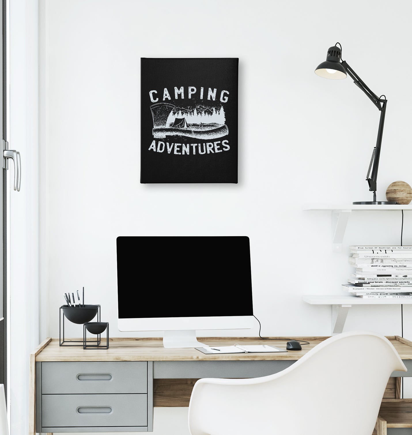 Camping Adventure Axe and Tent Black Canvas Wall Art 35x40cm - Premium  from W.E.N.S. WIND - Just 7990! Shop now at W.E.N.S. WIND