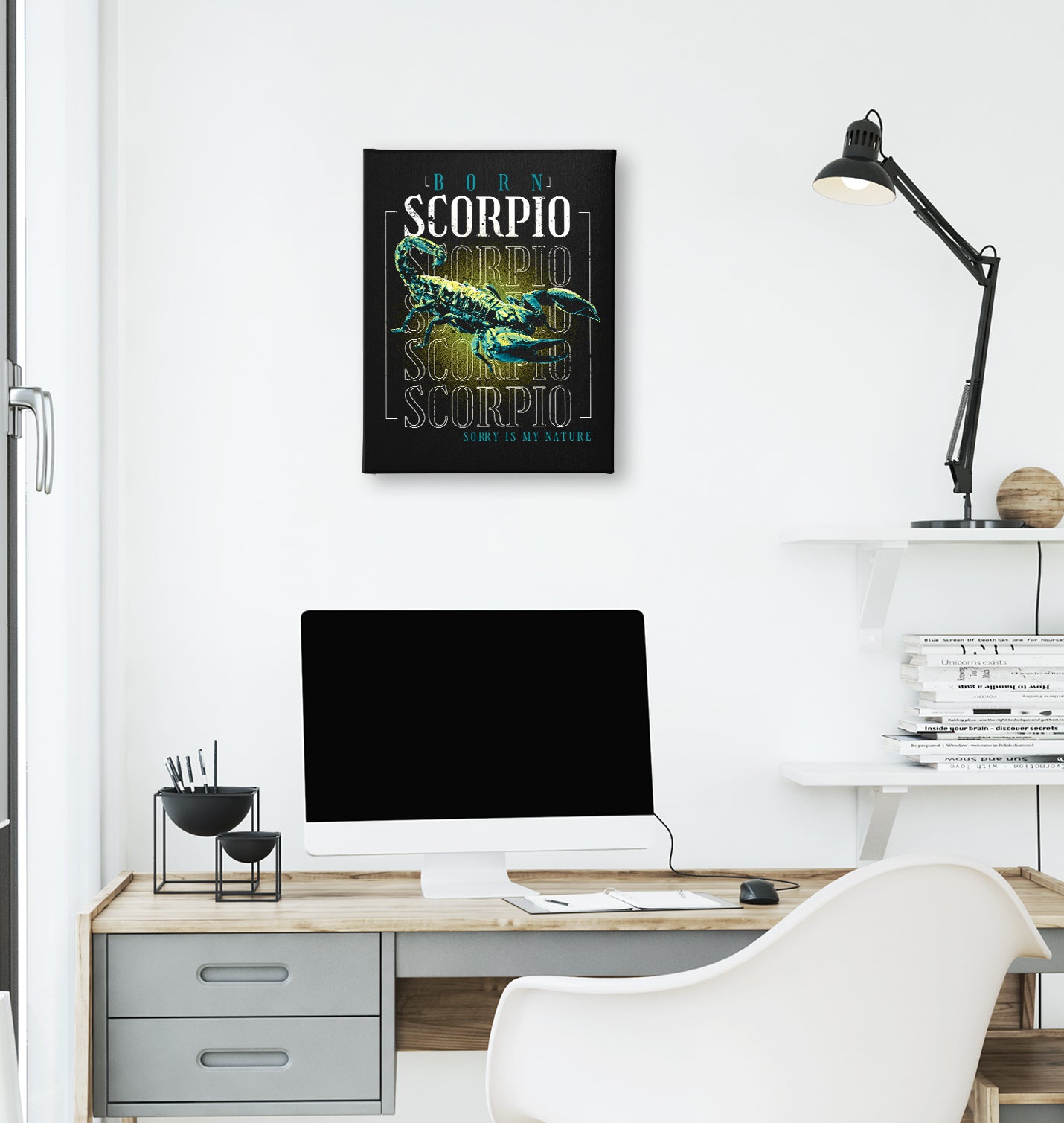 Born Scorpio Black Canvas Wall Art 35x40cm - Premium  from W.E.N.S. WIND - Just 7990! Shop now at W.E.N.S. WIND