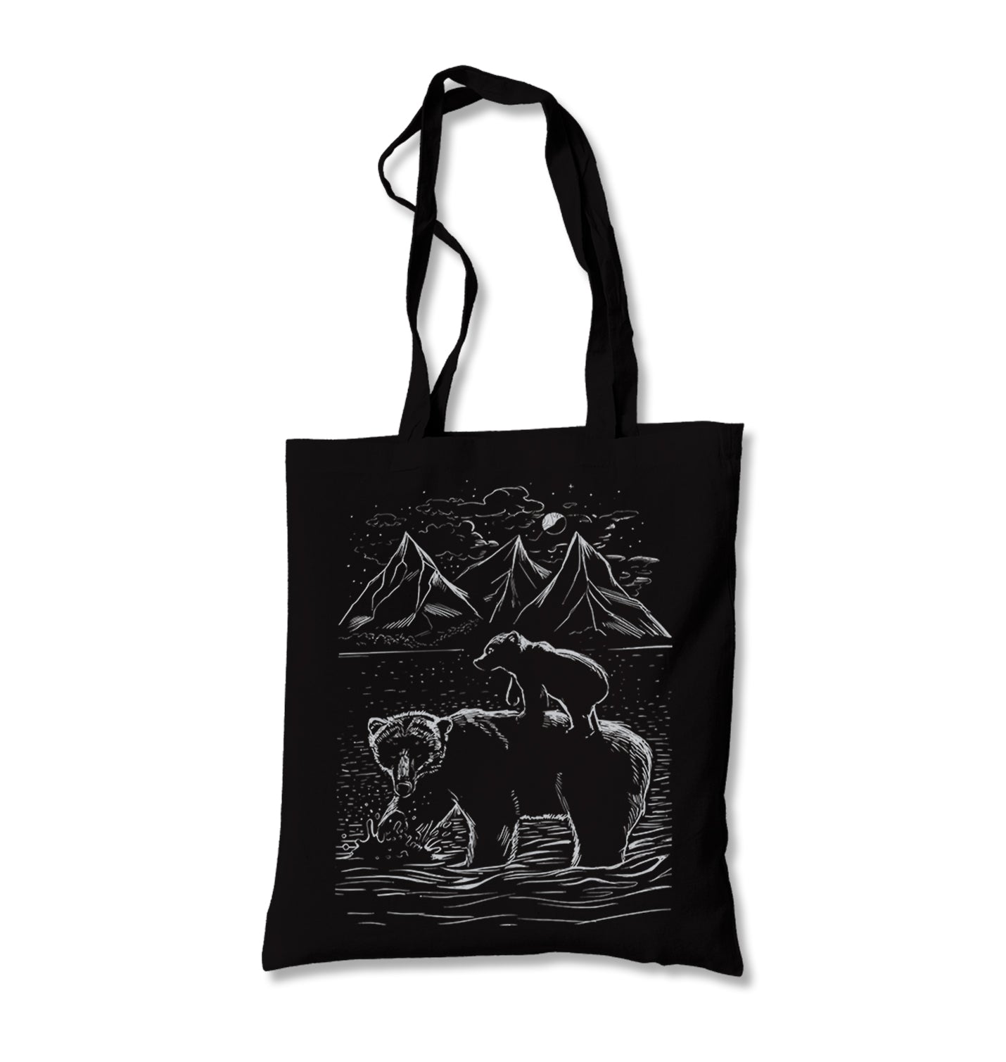 Baby and Parent Bear in the Lake Canvas Totebag - Premium  from Wenswind - Just 4990! Shop now at W.E.N.S. WIND