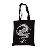 Dragon with Moon and Flowers Canvas Totebag - Premium  from Wenswind - Just 4990! Shop now at W.E.N.S. WIND