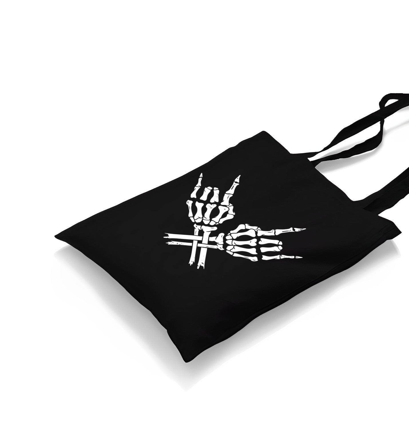 Skeleton Hands Doing Rock Gesture Canvas Totebag - Premium  from Wenswind - Just 4990! Shop now at W.E.N.S. WIND