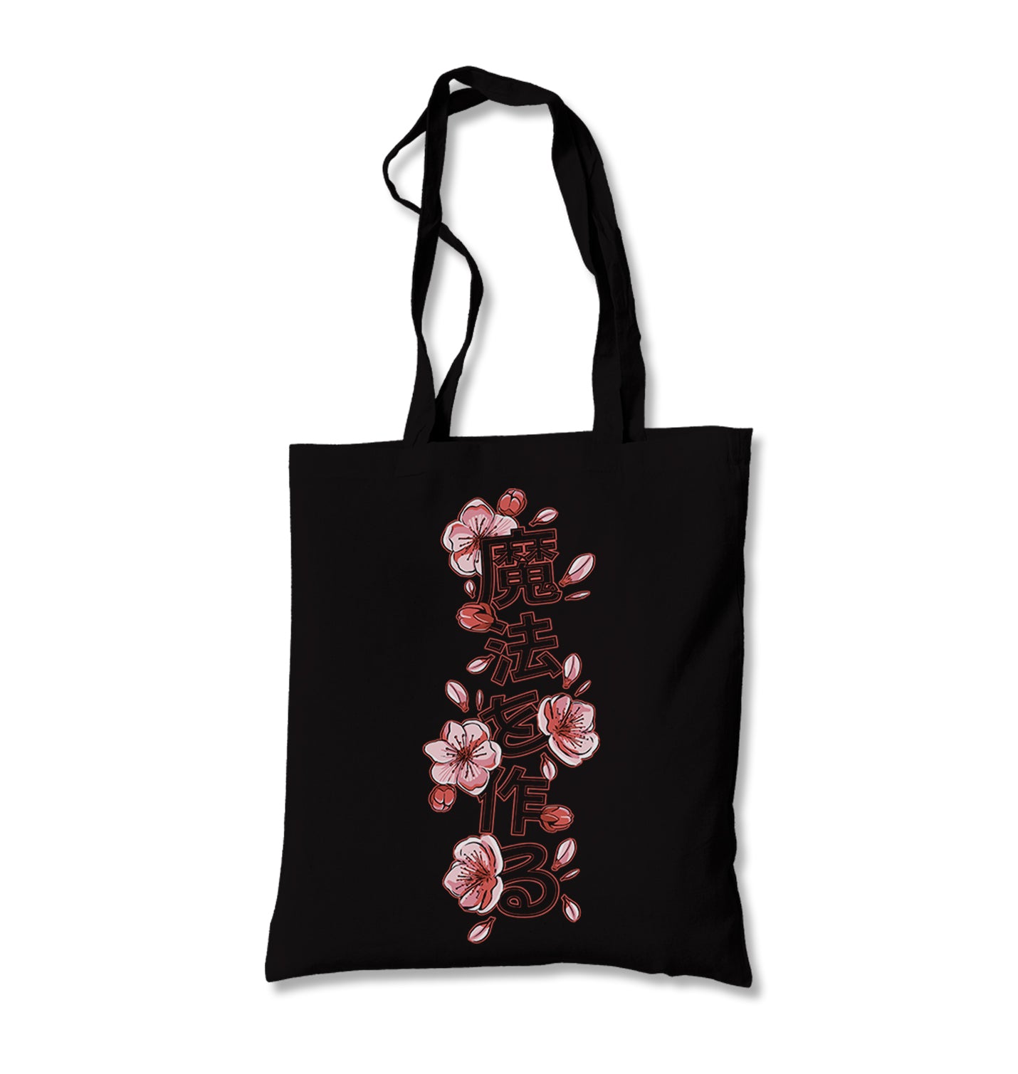 Japanese Quote with Decorative Flowers Canvas Totebag - Premium  from Wenswind - Just 4990! Shop now at W.E.N.S. WIND