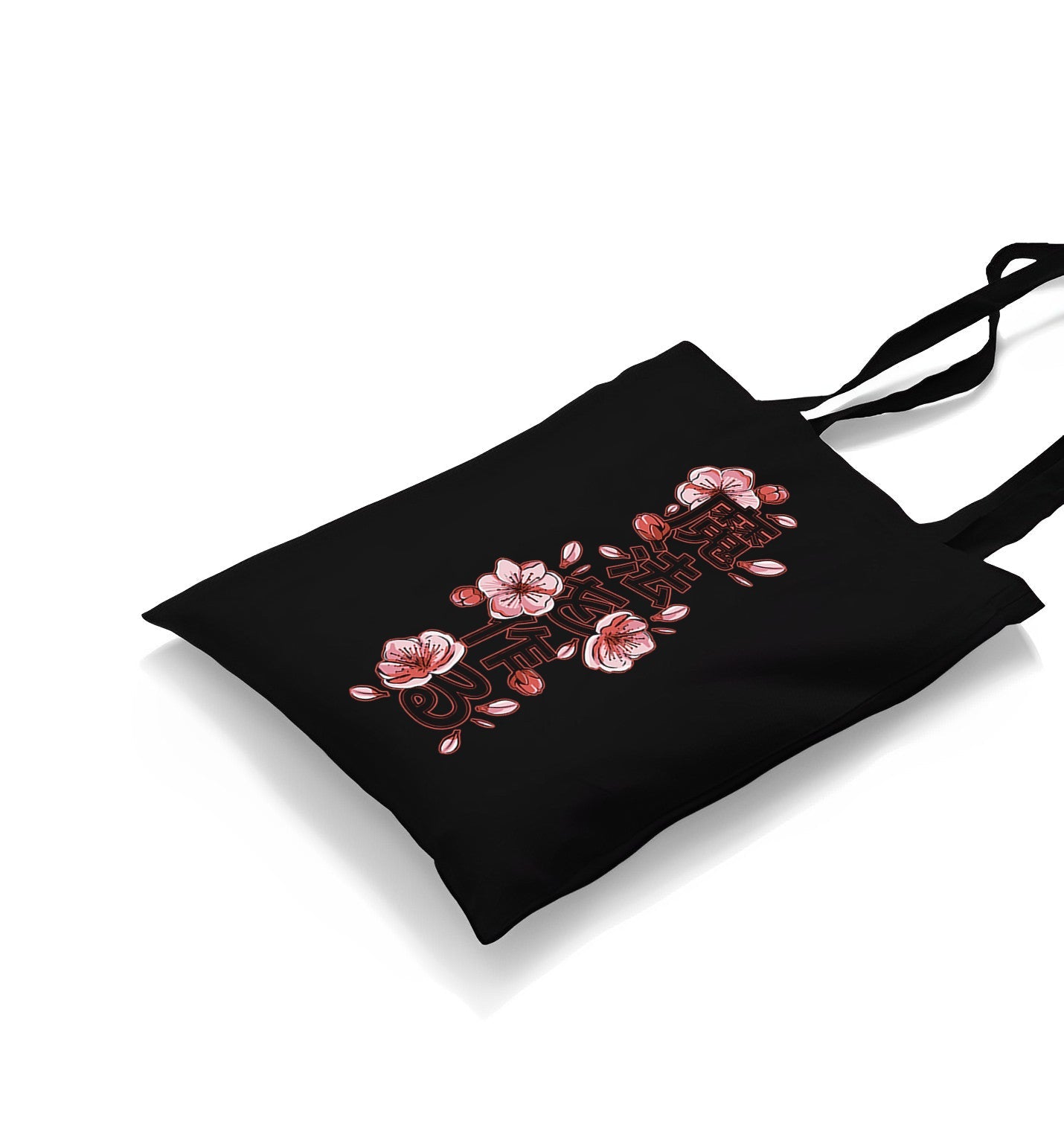 Japanese Quote with Decorative Flowers Canvas Totebag - Premium  from Wenswind - Just 4990! Shop now at W.E.N.S. WIND