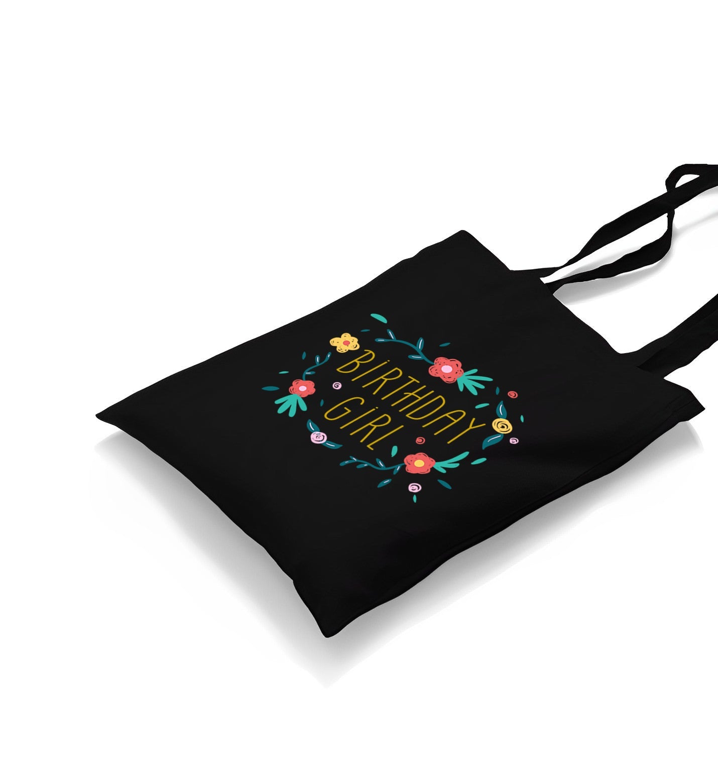 Birthday Girl with Flowers and Leaves Canvas Totebag - Premium  from Wenswind - Just 4990! Shop now at W.E.N.S. WIND