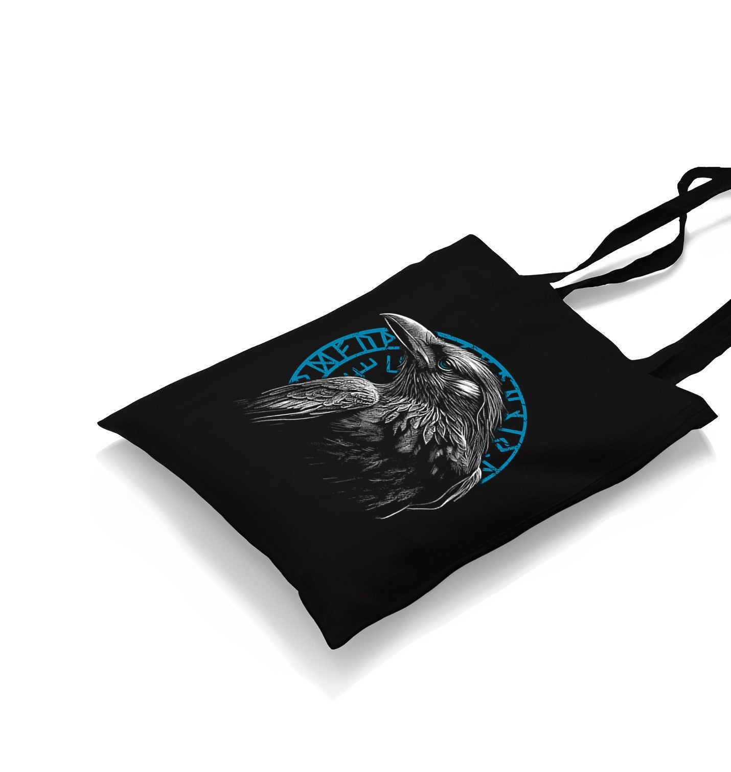 Raven Bird in Front of a Viking Rune Canvas Totebag - Premium  from Wenswind - Just 4990! Shop now at W.E.N.S. WIND