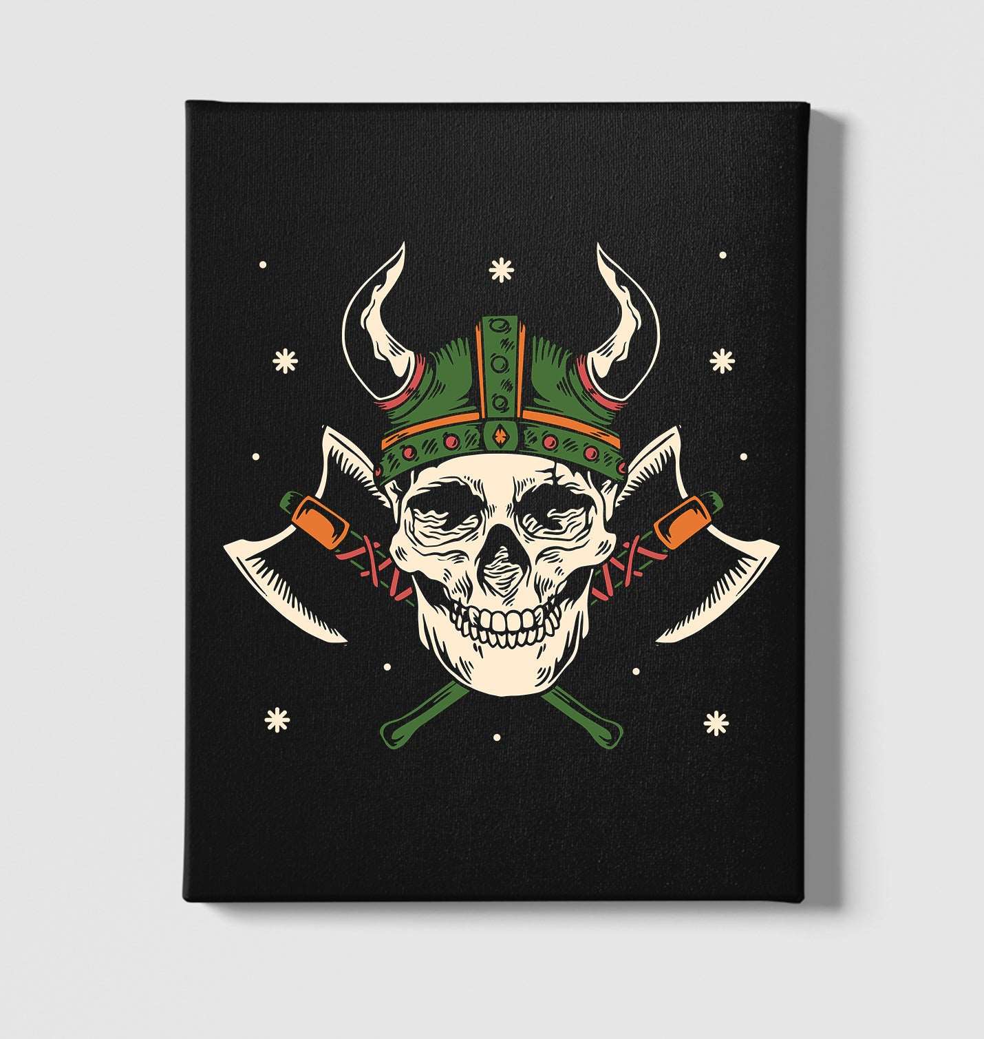 A Viking Skull with a Hammer and Axes Black Canvas Wall Art 35x40cm - Premium  from W.E.N.S. WIND - Just 7990! Shop now at W.E.N.S. WIND