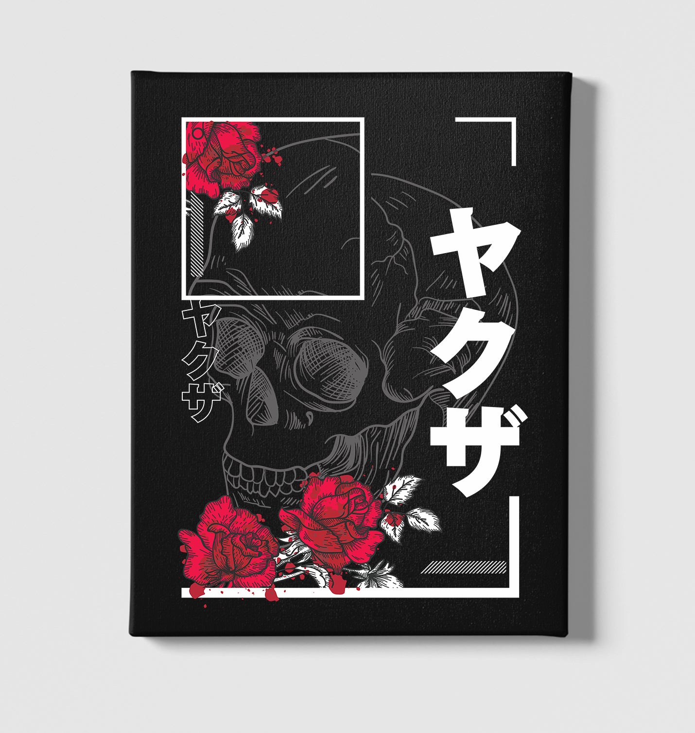 Japanese Quote and Flowers over a Skull Black Canvas Wall Art 35x40cm - Premium  from W.E.N.S. WIND - Just 7990! Shop now at W.E.N.S. WIND