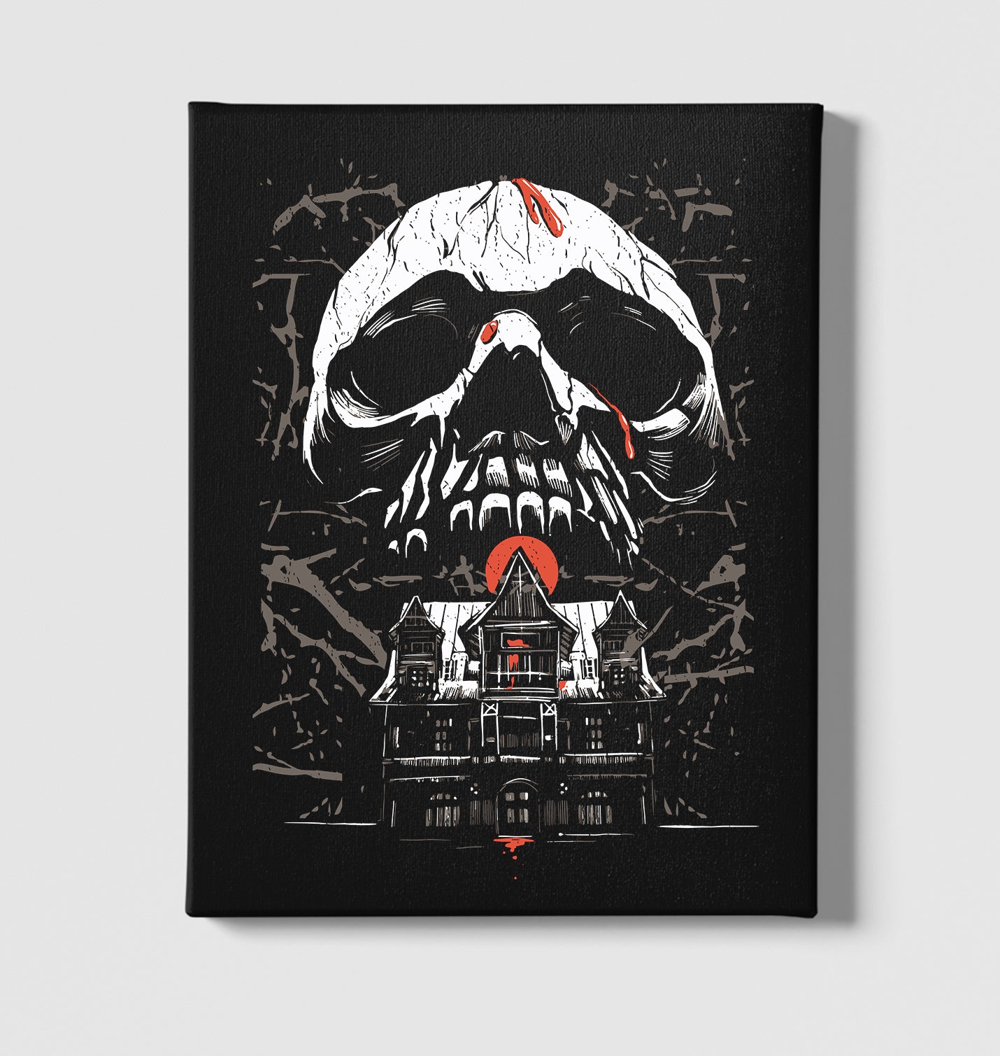 Skull over a Horror House Black Canvas Wall Art 35x40cm - Premium  from W.E.N.S. WIND - Just 7990! Shop now at W.E.N.S. WIND